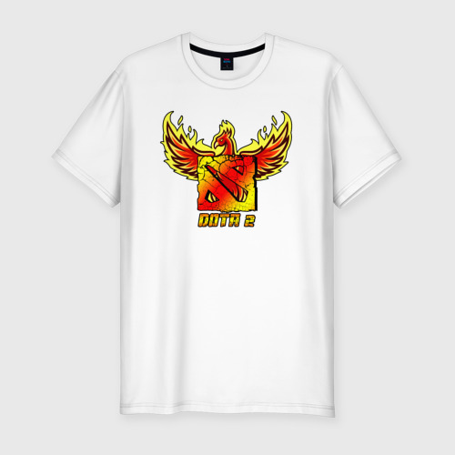 Мужская футболка хлопок Slim с принтом Дота 2 - огненный феникс, вид спереди #2