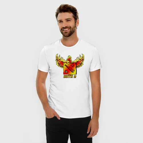Мужская футболка хлопок Slim с принтом Дота 2 - огненный феникс, фото на моделе #1