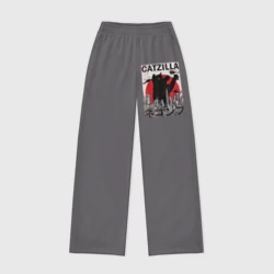Женские брюки oversize без начеса хлопок Catzilla in Tokyo мем