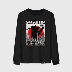 Мужской свитшот хлопок Catzilla in Tokyo мем