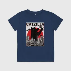 Детская футболка хлопок Catzilla in Tokyo мем