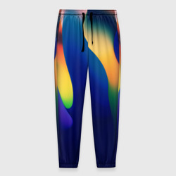 Мужские брюки 3D Волнообразная кислотная синяя абстракция