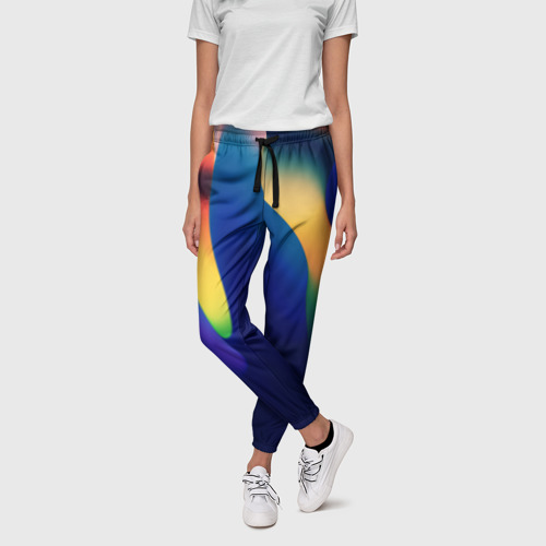 Женские брюки 3D Волнообразная кислотная синяя абстракция - фото 3