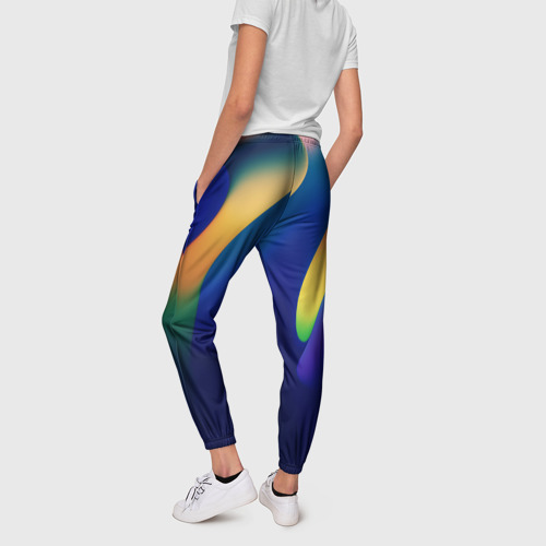 Женские брюки 3D Волнообразная кислотная синяя абстракция, цвет 3D печать - фото 4