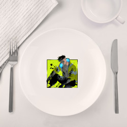 Набор: тарелка + кружка Дэвид с печальным взглядом - аниме Киберпанк Бегущие по краю - фото 2