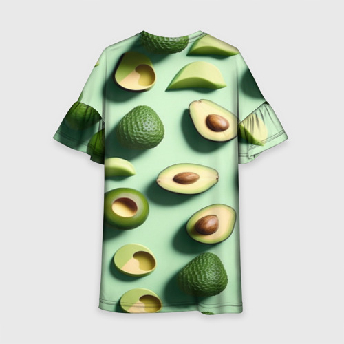 Детское платье 3D с принтом Сочный авокадо, вид сзади #1