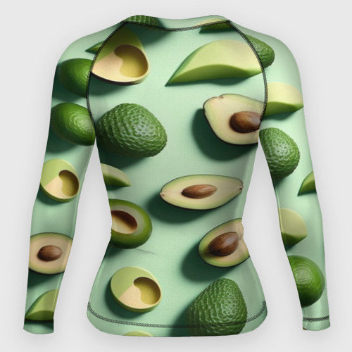 Женский рашгард 3D с принтом Сочный авокадо, вид сзади #1