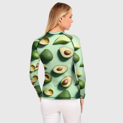 Женский рашгард 3D с принтом Сочный авокадо, вид сзади #2