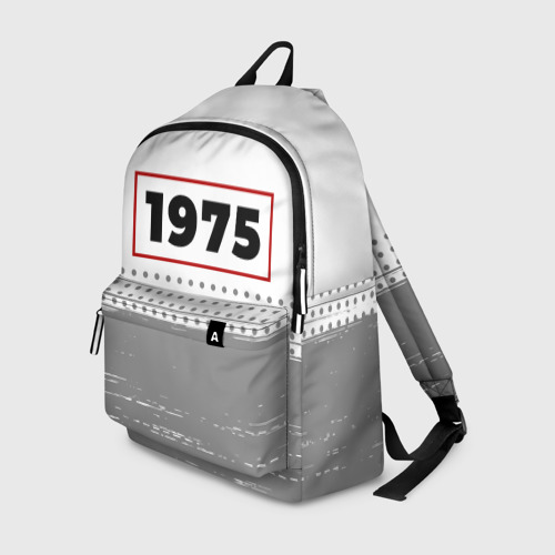 Рюкзак 3D с принтом 1975 - в красной рамке на светлом, вид спереди #2