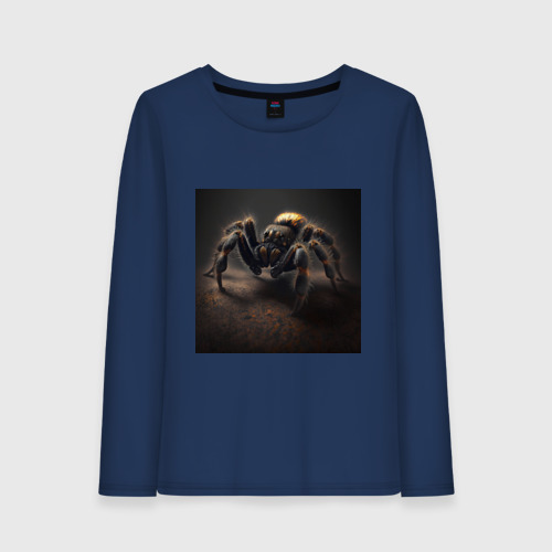 Женский лонгслив хлопок с принтом Большой паук, вид спереди #2