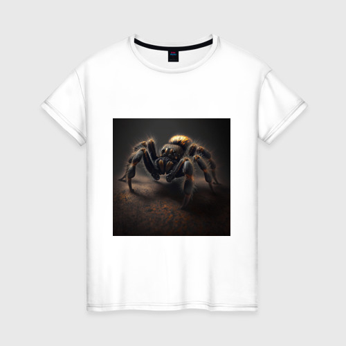 Женская футболка хлопок с принтом Большой паук, вид спереди #2
