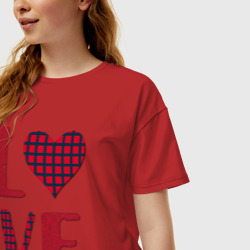 Женская футболка хлопок Oversize Любовь с сердцем - фото 2