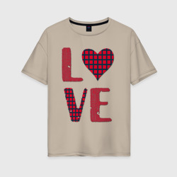 Любовь с сердцем – Женская футболка хлопок Oversize с принтом купить со скидкой в -16%