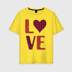 Женская футболка хлопок Oversize Любовь с сердцем