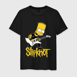 Мужская футболка хлопок Slipknot Барт Симпсон рокер