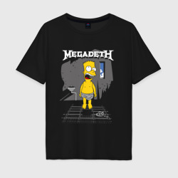 Мужская футболка хлопок Oversize Megadeth Барт Симпсон