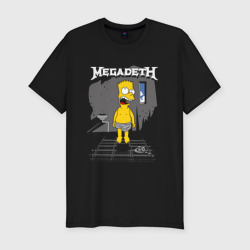 Мужская футболка хлопок Slim Megadeth Барт Симпсон