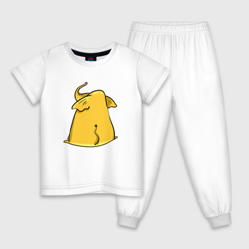 Детская пижама хлопок с принтом Желтый слон обиделся, вид спереди #2