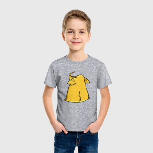 Детская футболка хлопок Желтый слон обиделся, цвет меланж - фото 3