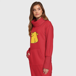Платье с принтом Желтый слон обиделся для женщины, вид на модели спереди №2. Цвет основы: красный