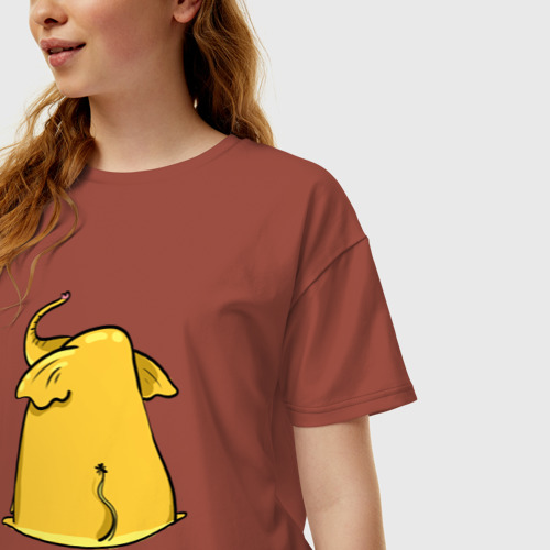 Женская футболка хлопок Oversize Желтый слон обиделся, цвет кирпичный - фото 3