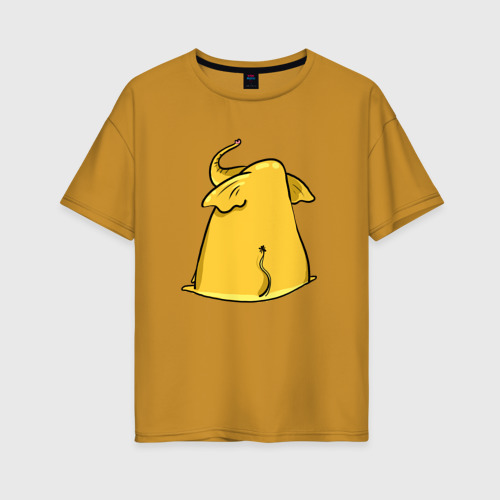 Женская футболка хлопок Oversize с принтом Желтый слон обиделся, вид спереди #2