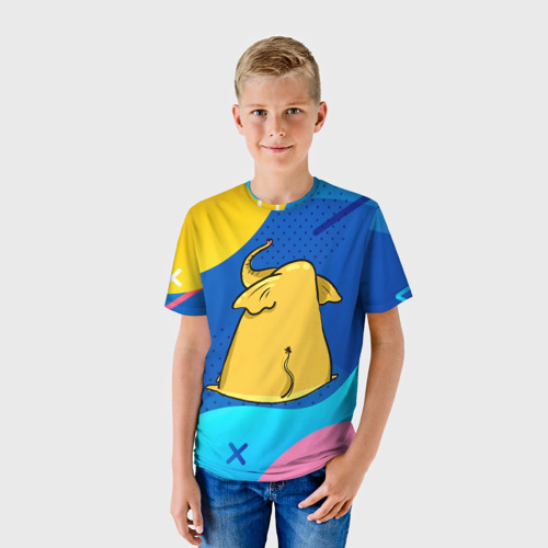 Детская футболка 3D Желтый слон вид сзади, цвет 3D печать - фото 3