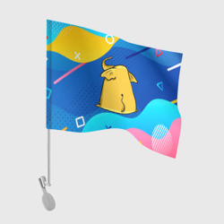 Флаг для автомобиля Желтый слон вид сзади