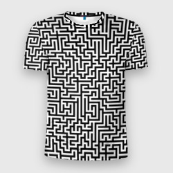Мужская футболка 3D Slim Черно-белый лабиринт