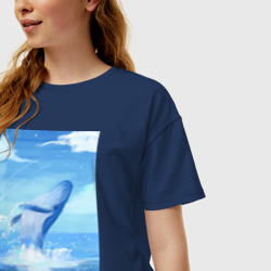 Женская футболка хлопок Oversize Огромный кит - фото 2