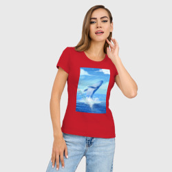 Женская футболка хлопок Slim Огромный кит - фото 2