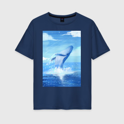 Женская футболка хлопок Oversize Огромный кит