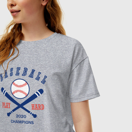 Женская футболка хлопок Oversize с принтом Чемпионы бейсбола, фото на моделе #1