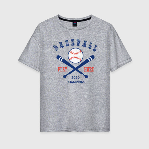 Женская футболка хлопок Oversize с принтом Чемпионы бейсбола, вид спереди #2