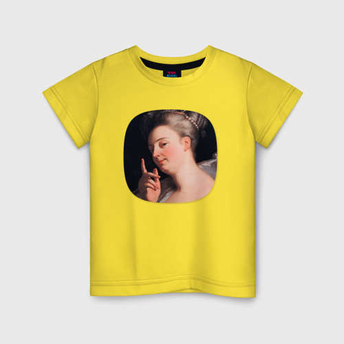 Детская футболка хлопок с принтом Картина ренессанса - загадочная женщина, вид спереди #2