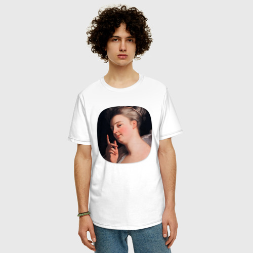 Мужская футболка хлопок Oversize с принтом Картина ренессанса - загадочная женщина, фото на моделе #1