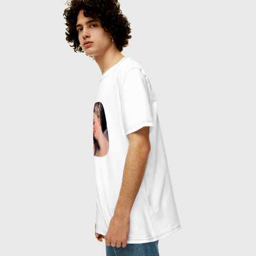 Мужская футболка хлопок Oversize с принтом Картина ренессанса - загадочная женщина, вид сбоку #3