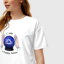 Женская футболка хлопок Oversize Гороскоп для знака зодиака весы - фото 2