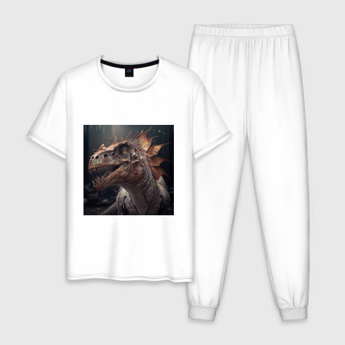 Мужская пижама хлопок с принтом Мифы о динозаврах, вид спереди #2