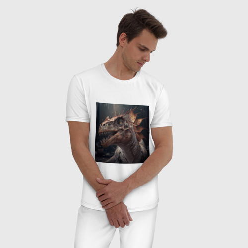 Мужская пижама хлопок с принтом Мифы о динозаврах, фото на моделе #1
