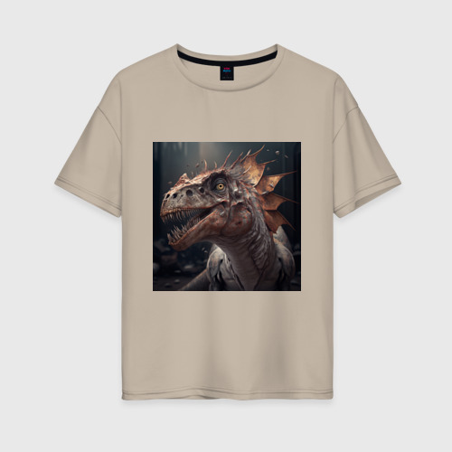 Женская футболка хлопок Oversize с принтом Мифы о динозаврах, вид спереди #2