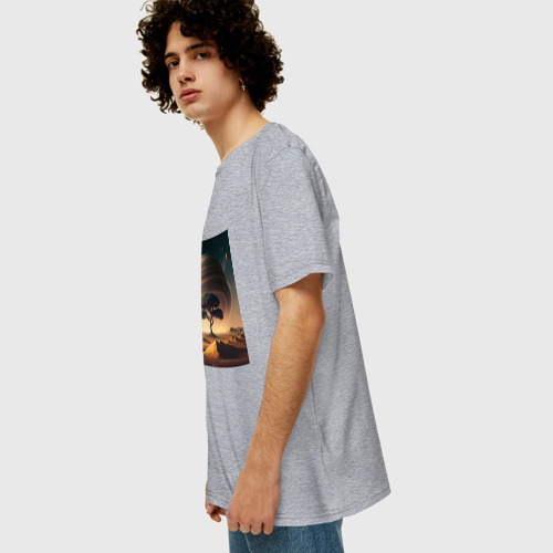 Мужская футболка хлопок Oversize с принтом Дерево на марсе и сатурн, вид сбоку #3