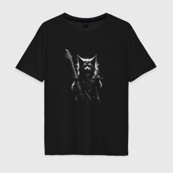 Мужская футболка хлопок Oversize Black metal cat
