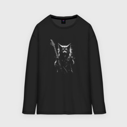 Мужской лонгслив oversize хлопок Black metal cat