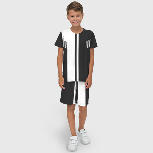 Детский костюм с шортами 3D Чёрные и белые полоски, цвет 3D печать - фото 3