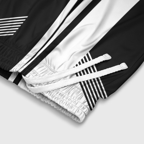 Детские спортивные шорты 3D с принтом Чёрные и белые полоски, фото #4
