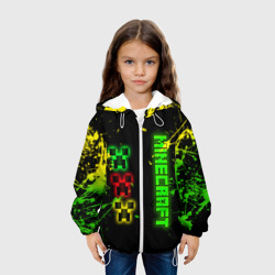 Куртка с принтом Minecraft - неоновые логотипы для ребенка, вид на модели спереди №3. Цвет основы: белый