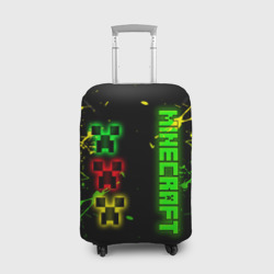 Чехол для чемодана 3D Minecraft - неоновые логотипы
