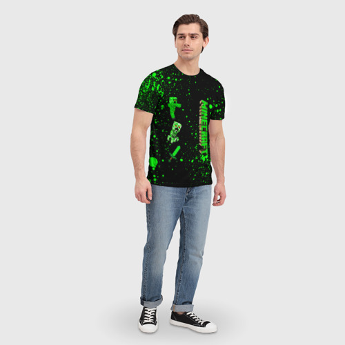 Мужская футболка 3D с принтом Minecraft - разный крипер, вид сбоку #3
