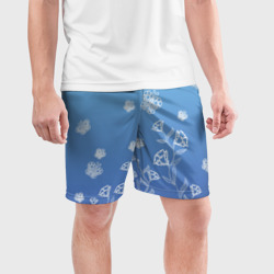 Мужские шорты спортивные Кружевные бабочки синеватый градиент - фото 2